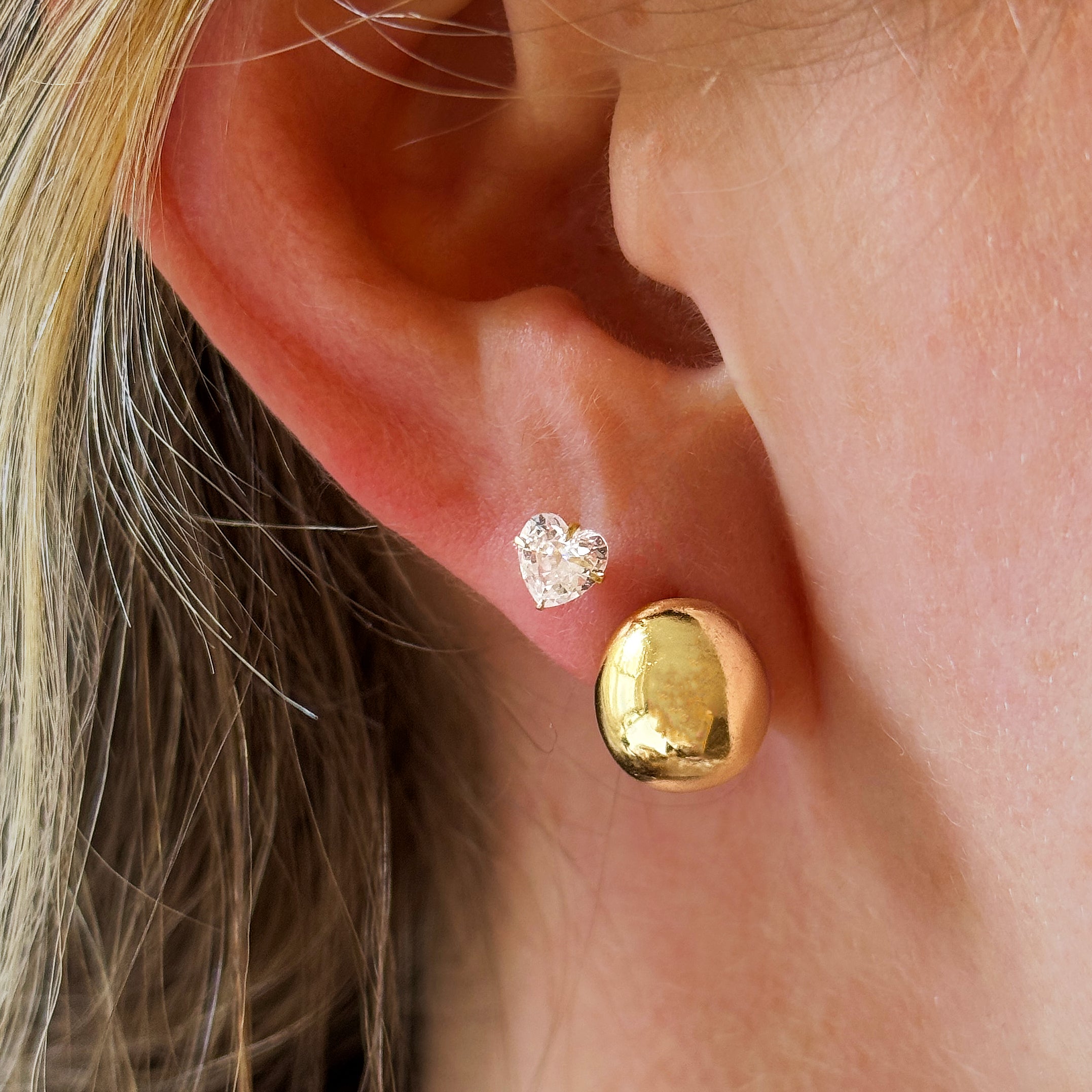 White Gold Heart Stud Earrings