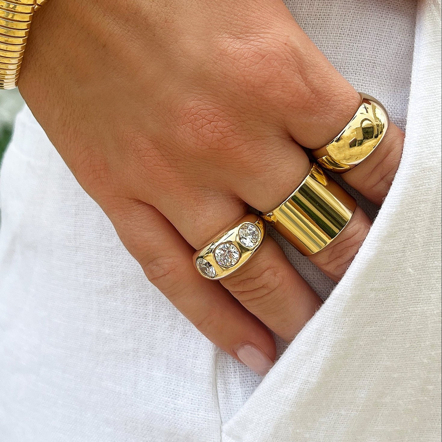 Triple Stone Gypsy Ring
