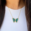 CZ Green Butterfly Necklace DOTD  Yellow Gold Plated 1" Wide X 0.75" Long 16.5-18" Adjustable Length While supplies last. All Deals Of The Day sales are FINAL SALE.