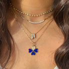 Diamond &amp; Lapis Clover Pendant Necklace

14K Yellow Gold
0.13 Diamond Carat Weight
2.12 Lapis Carat Weight

1.08" Long X 0.79" Wide
16-18" Adjustable Length