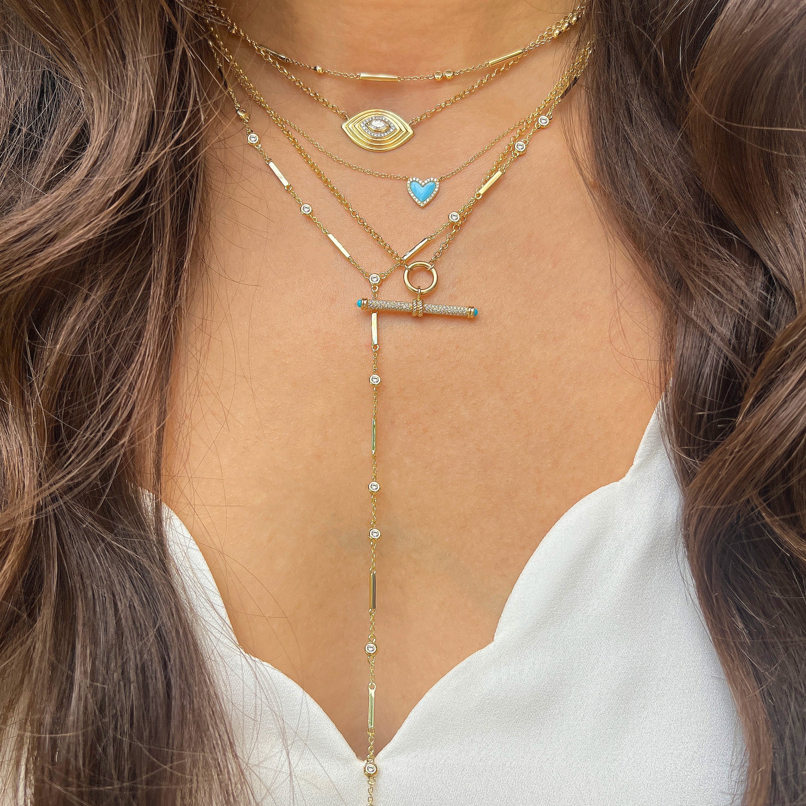 Bezel Lariat Necklace