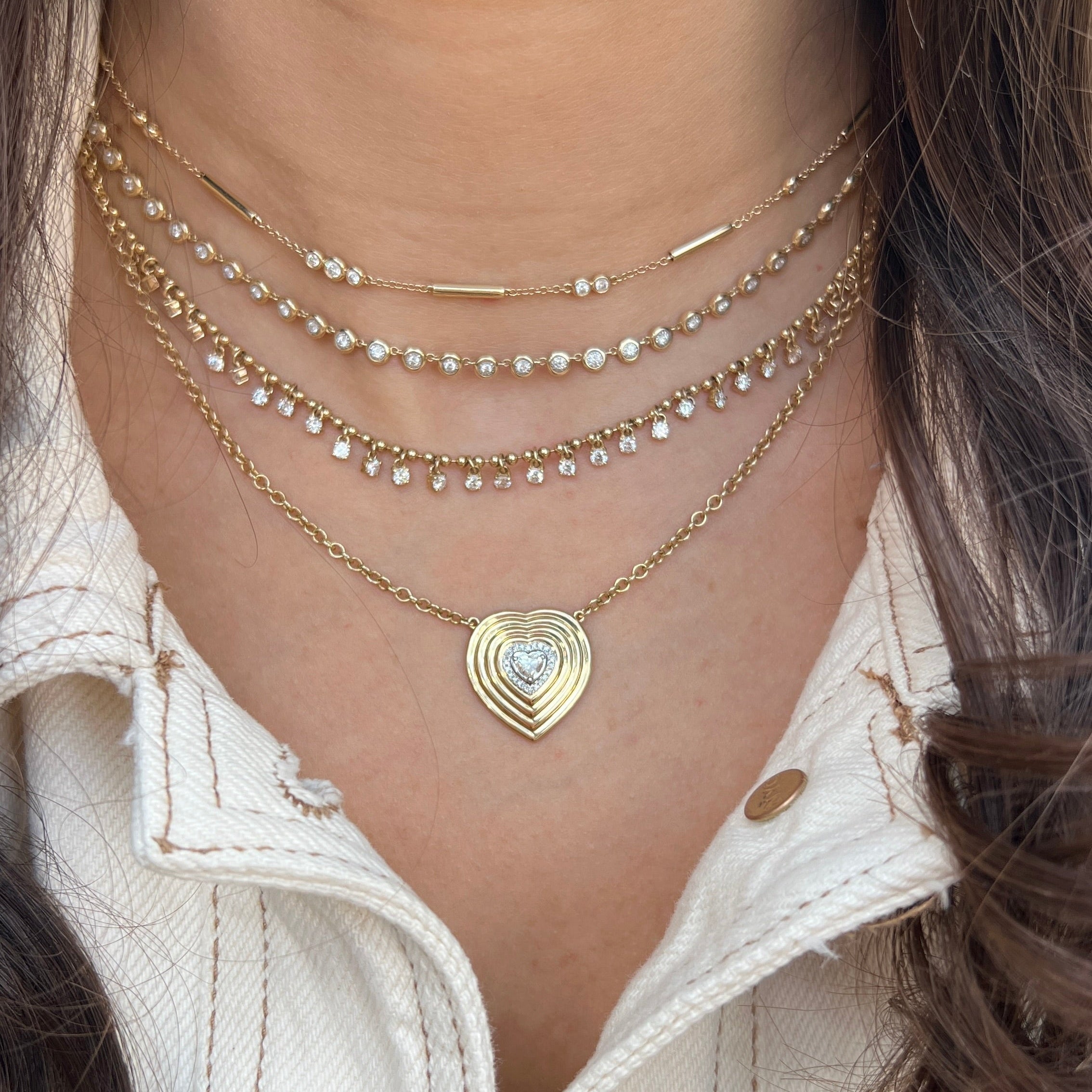 Diamond Textured Heart Necklace