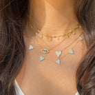 Light Blue CZ Eye Necklace

Yellow Gold Plated Over Silver
Eye: 0.30" Long X 0.62" Wide
16-18" Adjustable Length

While supplies last. All Deals Of The Day sales are FINAL SALE.