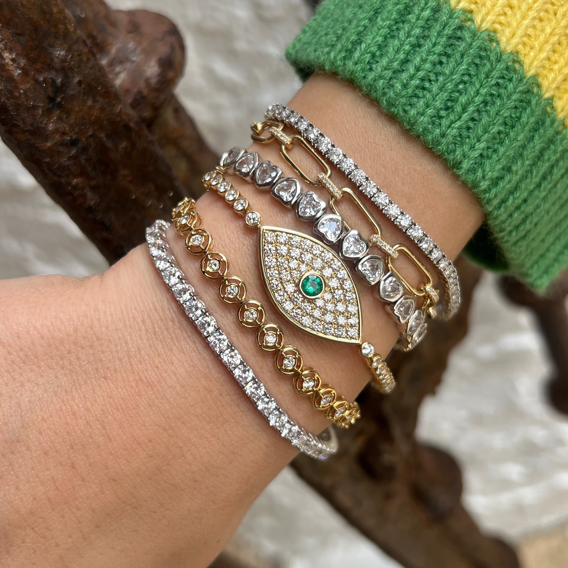 Diamond & Emerald Eye Bracelet