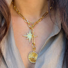 CZ Disc &amp; Starburst Charm Lariat Necklace

Yellow Gold Plated
Starburst Charm: 1.37" Wide
Disc Charm: 0.95" Wide
Lariat Drop: 4.50" Long
18-20" Adjustable Length

While supplies last. All Deals Of The Day sales are FINAL SALE.