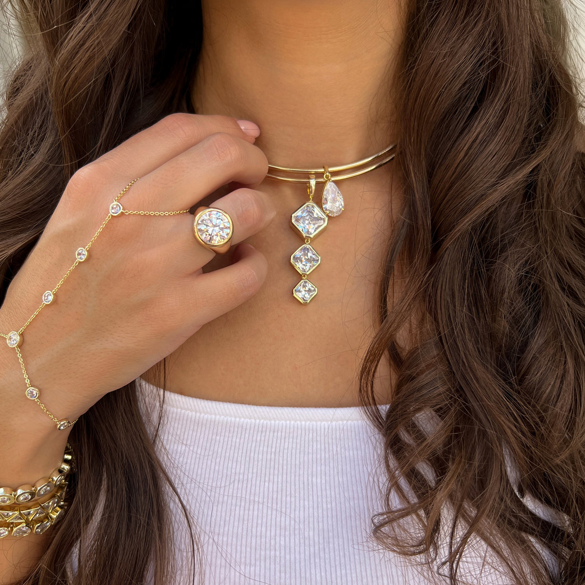 Tripe Radiance Choker Necklace