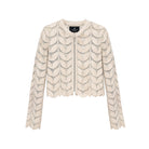 Cream Leaf Cropped Leather Jacket