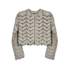 Cream Leaf Cropped Leather Jacket