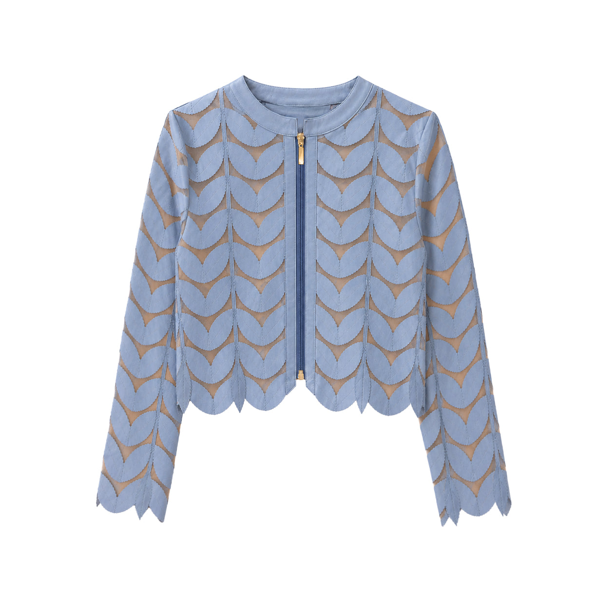 Blue Leaf Cropped Jacket