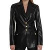 Black Faux Leather Blazer Jacket