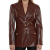 Brown Faux Leather Blazer Jacket