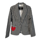 Black Gingham Blazer With Red Heart