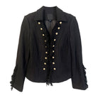 Black Fringe Button Front Blazer