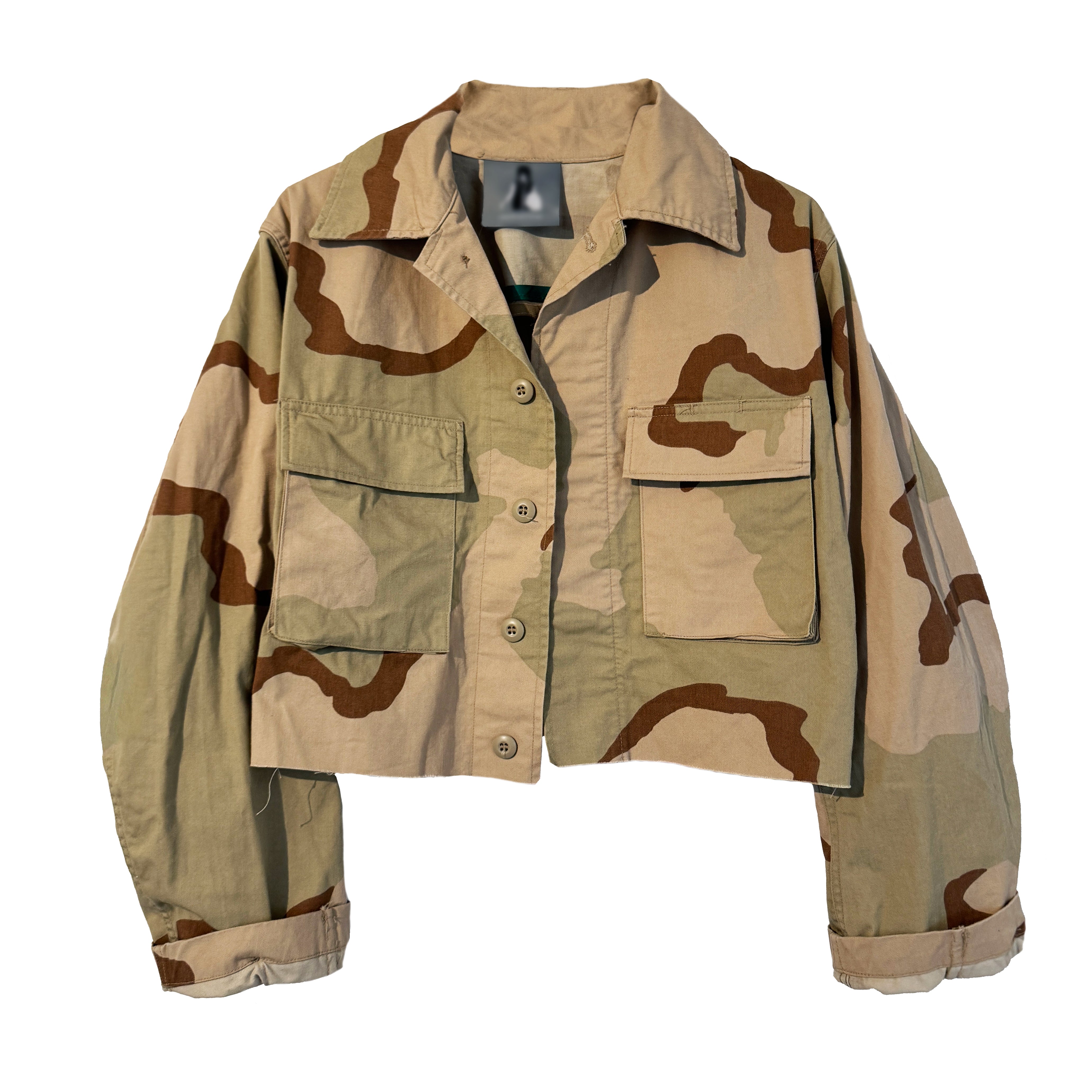 Beaded Floral Khaki Camo Jacket&nbsp;

One Size