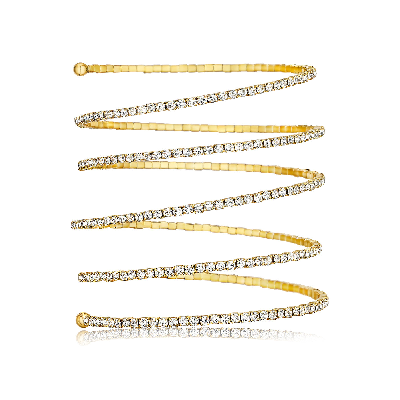 CZ 5 Row Elastic Bangle Bracelet

Yellow Gold Plated

2.25" Inside Diameter
Approximately 2.5" High