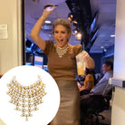 Pearl Mesh V Shape Necklace&nbsp;

Yellow Gold Plated

As worn by Jill Martin.