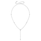 Bezel Set Lariat Necklace  14K Yellow or White Gold Plated Can be worn 17 to 21 inches, Adjustable Round CZs approximately 0.15 ct each  Center Pear CZ approximately 0.35 ct Lariat drop is 2 inches long