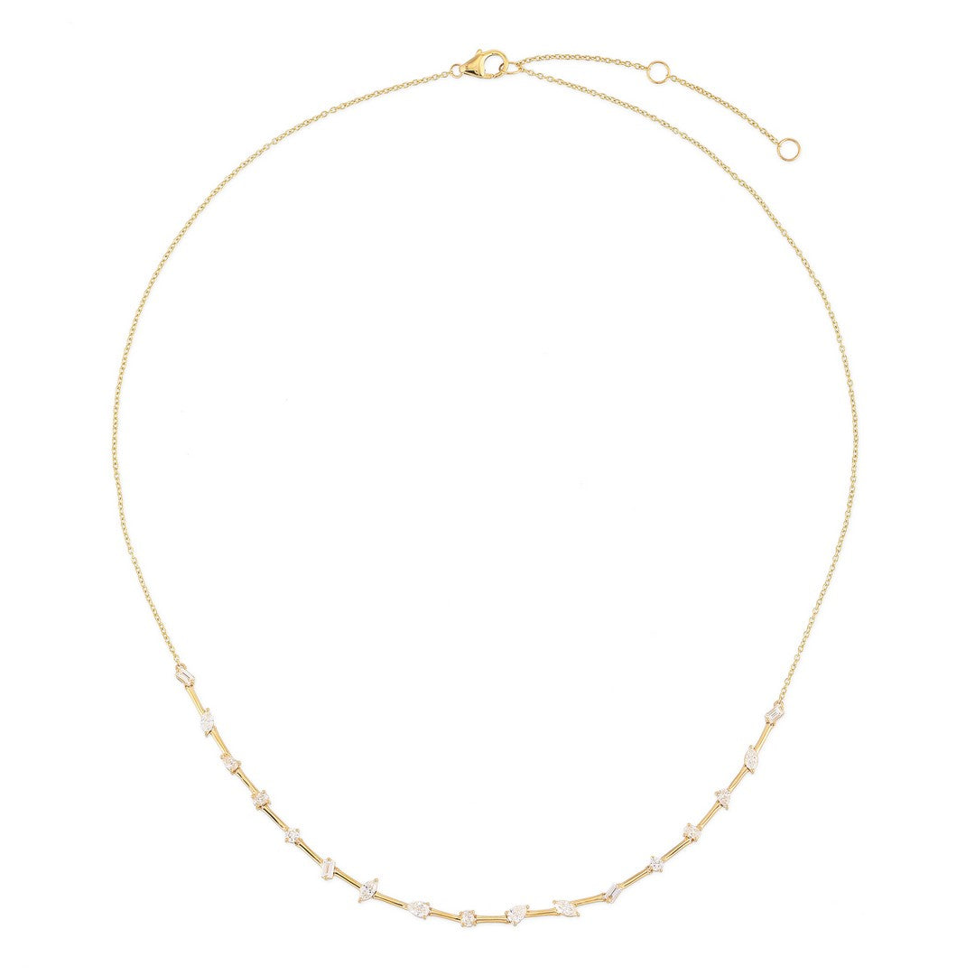 Multi Shape Diamond Bar Necklace

14K Yellow Gold
0.97 Diamond Carat Weight
16-18" Adjustable Length