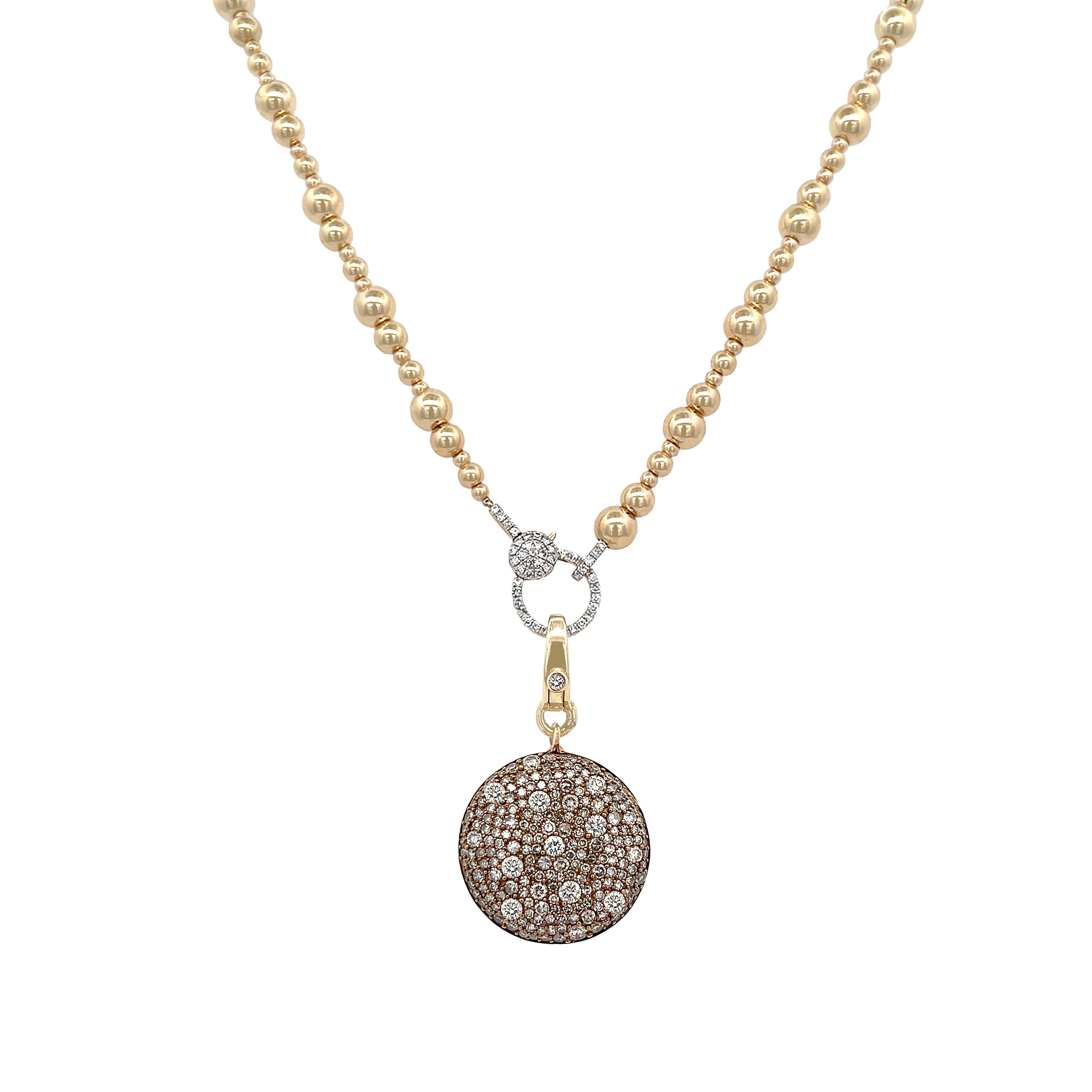 Diamond Disc Pendant Bead Chain Necklace

14K Yellow Gold
2.19 Diamond Carat Weight
Beads: 2-5MM
18" Length