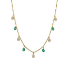 Diamond &amp; Emerald Tear Drop Necklace  14K Yellow Gold 0.69 Diamond Carat Weight 1.98 Emerald Carat Weight Diamond Tear: 0.40" Long X 0.19" Wide Emerald Tear: 0.40" Long X 0.17" Wide 14-16" Adjustable Length