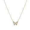 Large Diamond Textured Butterfly Necklace  14K Yellow Gold 0.56 Diamond Carat Weight 16-18" Adjustable Length 0.75" Long X 1" Wide