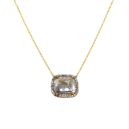 SALE Diamond Slice Pendant Necklace