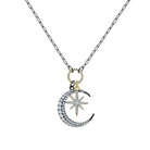Necklace with a moon and star pendant on a white background