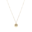 Diamond Initial Disc Necklace  14K Yellow Gold Disc: 0.44" Wide 16-18" Adjustable Length