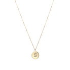 Diamond Initial Disc Necklace  14K Yellow Gold Disc: 0.44" Wide 16-18" Adjustable Length