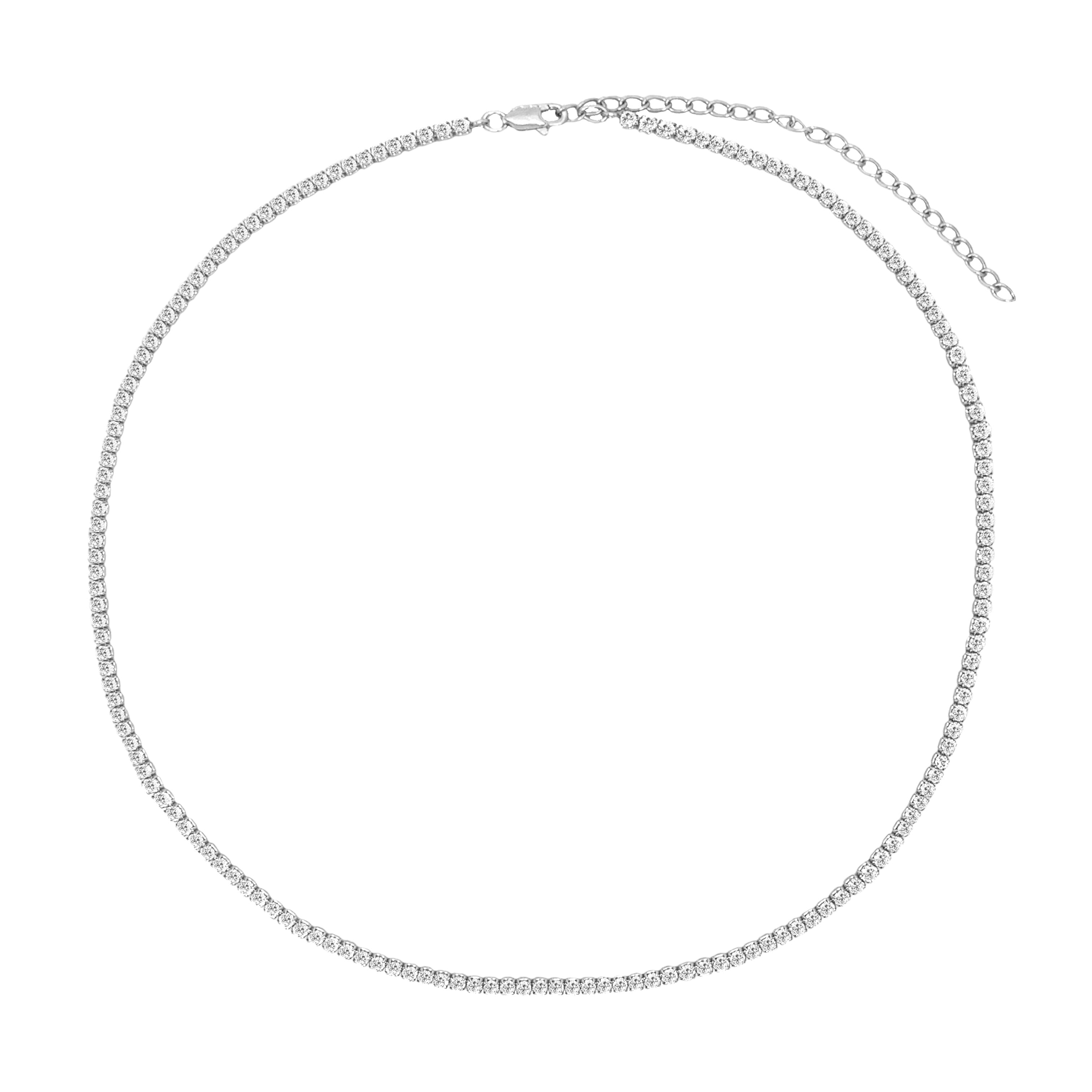 White Gold Thin Tennis Necklace – Jennifer Miller Jewelry