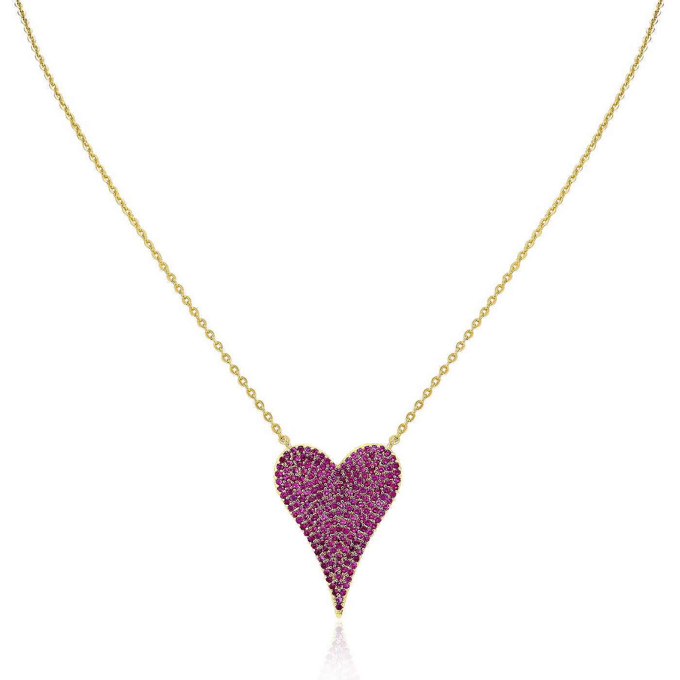 Pink CZ &amp; White CZ Reversible Heart Chain Necklace

Yellow Gold Plated
Heart approximately 1" High X 0.75" Wide&nbsp;
16.5-20.5" Adjustable Length
Double-sided