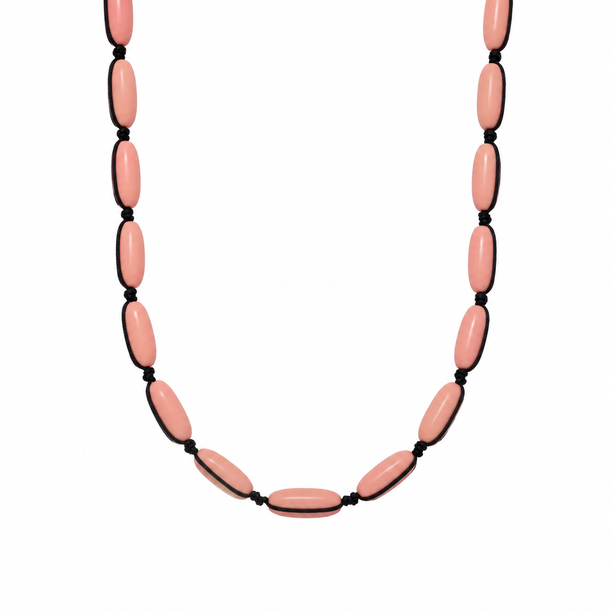 Sunset Bead &amp; Black Cord Necklace

35 Beads - 1" Long
Resin