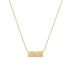 CZ Love Bar Chain Necklace   Yellow Gold Plated Over Silver 0.32" Long X 0.86" Wide