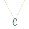 Diamond &amp; Blue Topaz Necklace  18K Yellow Gold &amp; Oxidized Plating Over Silver