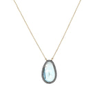 Diamond &amp; Blue Topaz Necklace  18K Yellow Gold &amp; Oxidized Plating Over Silver