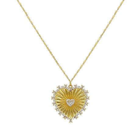 CZ Heart Pendant Chain Necklace  Yellow Gold Plated 18" Length  Heart: 1.08" Wide    While supplies last. All Deals Of The Day sales are FINAL SALE.