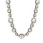 <p>Multi CZ Oval Stone Necklace</p> <ul> <li>Yellow Gold &amp; Oxidized Plating Over Silver</li> <li>17-20" Adjustable Length</li> <li>Large Stones: 0.50" Long X 0.65" Wide</li> <li>Medium Stones: 0.4" Long X 0.50" Wide</li> <li>Small Stones: 0.35" Long X 0.42" Wide</li> <li>X-Small Stones: 0.29" Long X 0.37 Wide</li> </ul>