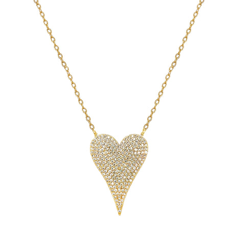Pave CZ Large Heart Chain Necklace  White Gold Plated Over Silver Heart: 1.00" Long X 0.70" Wide 16-18" Adjustable Length    While supplies last. All Deals Of The Day sales are FINAL SALE. view 1