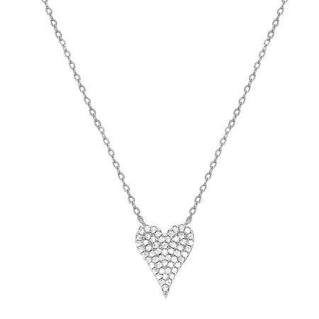 Pave CZ Small Heart Chain Necklace  White Gold Plated Over Silver Heart: 0.50" Long X 0.50" Wide 16-18" Adjustable Length    While supplies last. All Deals Of The Day sales are FINAL SALE.
