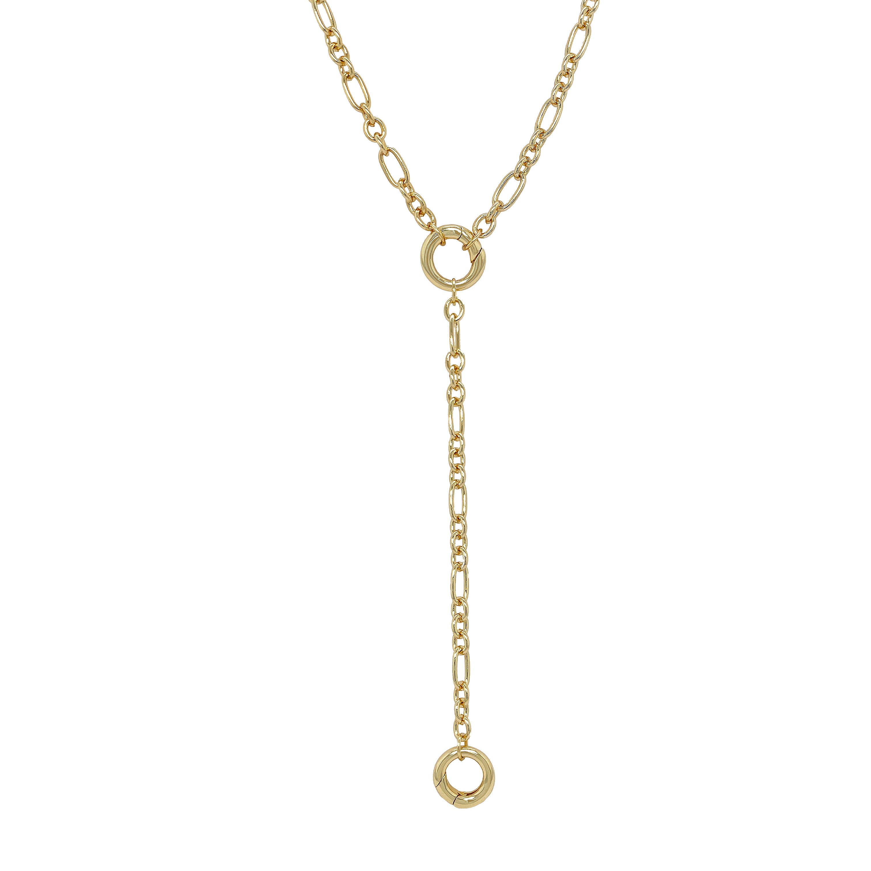 Push Clasp Lariat Chain Necklace

Elevate your style with our Chain Lariat Necklace. Crafted with a delicate chain link design, this lariat necklace is the perfect piece to wear alone or showcase your favorite charms. Make a statement and add a touch of sophistication to any outfit.

Yellow Gold Plated
15.75-17.75" Adjustable Length
5" Lariat Drop