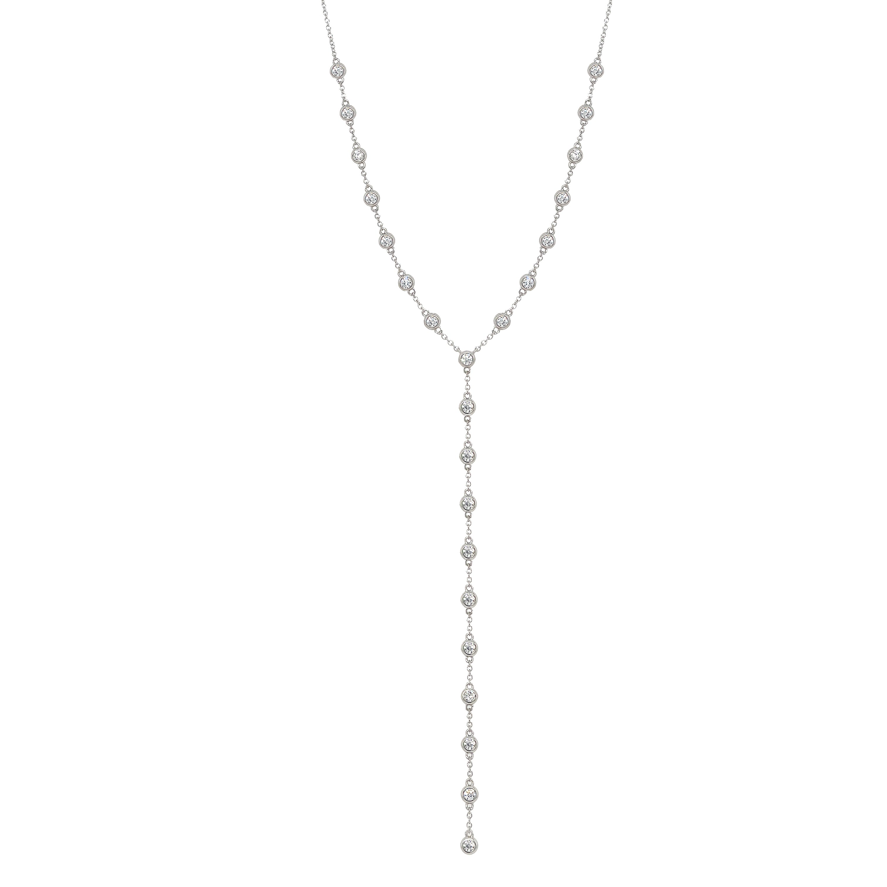 Bezel Lariat Necklace – Jennifer Miller Jewelry - Main Image