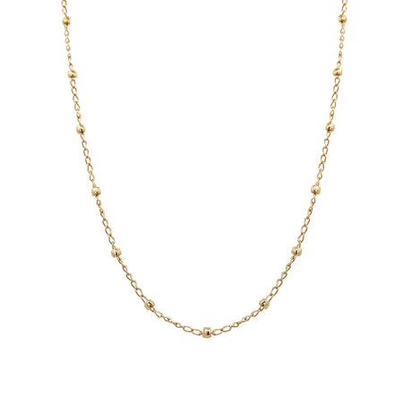 Bead Chain Necklace  Yellow Gold Plated 15.5" - 19.5" Adjustable Length  