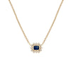 Blue Sapphire & Diamond Pendant Chain Necklace  14K Yellow Gold 0.97 Blue Sapphire Carat Weight 0.32 Diamond Carat Weight 0.38" Long X 0.50" Wide 16-18" Adjustable Length