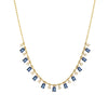 Diamond & Blue Sapphire Dangle Ball Chain Necklace  14K Yellow Gold 0.23 Diamond Carat Weight 3.49 Sapphire Carat Weight Diamond: 0.21" Long X 0.10" Wide Blue Sapphire: 0.27" Long X 0.14" Wide 16-18 Adjustable Length