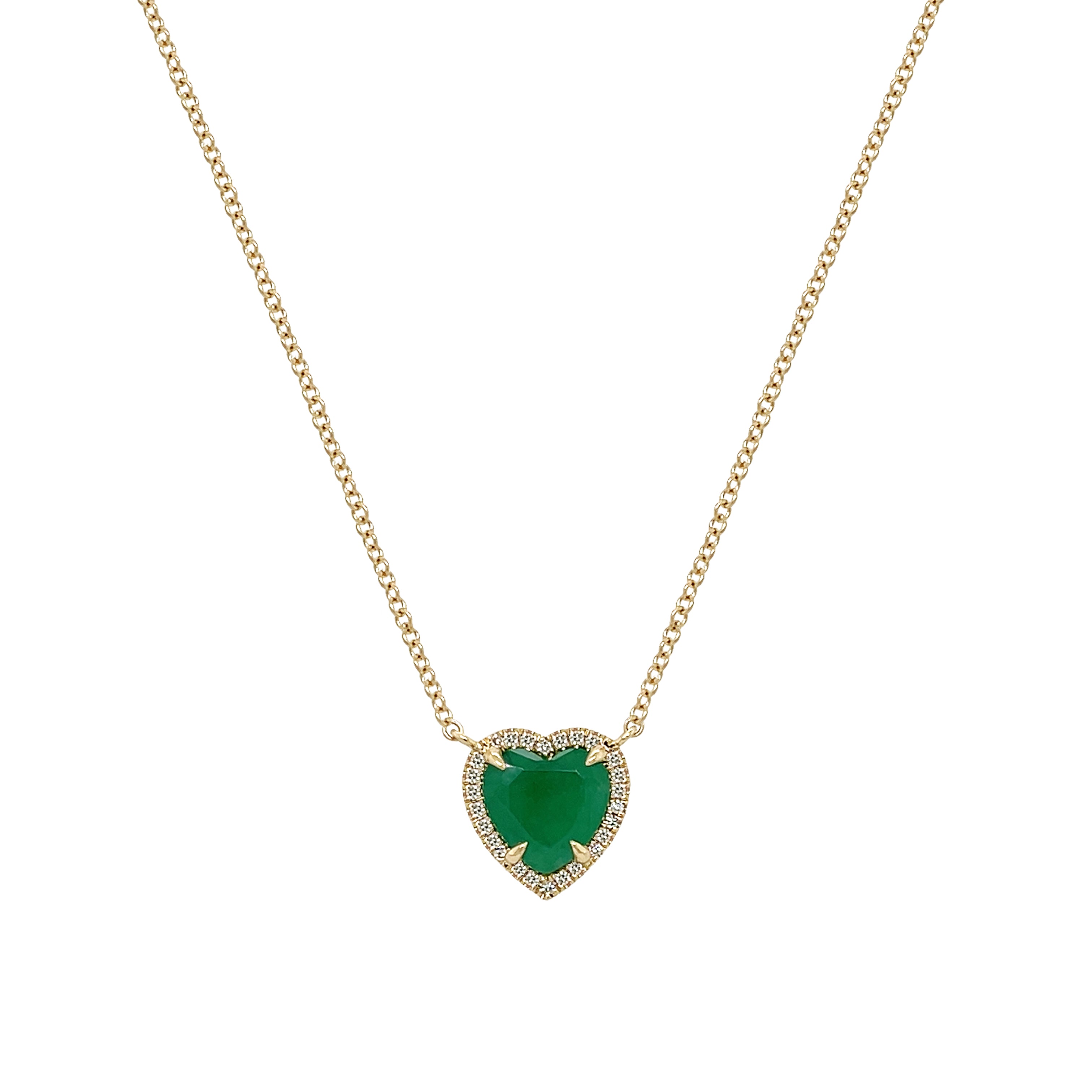 Emerald & Diamond Heart Necklace View 1