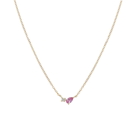 Diamond & Pink Sapphire Teardrop Necklace  14K Yellow Gold Chain: 16-18" Length Design: 0.30" Length X 0.15" Width