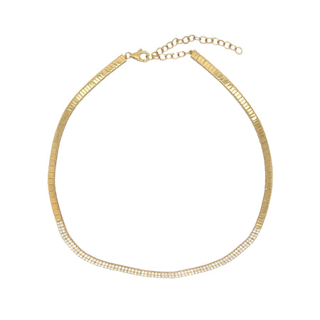 Diamond Tennis Necklace  14K Yellow Gold 1.58 Diamond Carat Weight 14-18" Adjustable Length 0.13" Wide
