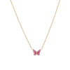Diamond &amp; Pink Sapphire Butterfly Necklace  14K Yellow Gold 0.01 Diamond Carat Weight  0.30 Pink Sapphire Carat Weight Butterfly: 0.37" Long X 0.48" Wide 16-18" Adjustable Length