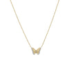 Diamond Textured Butterfly Necklace  14K Yellow Gold 0.11 Diamond Carat Weight 0.51" Long X 0.70" Wide 16-18" Adjustable Length