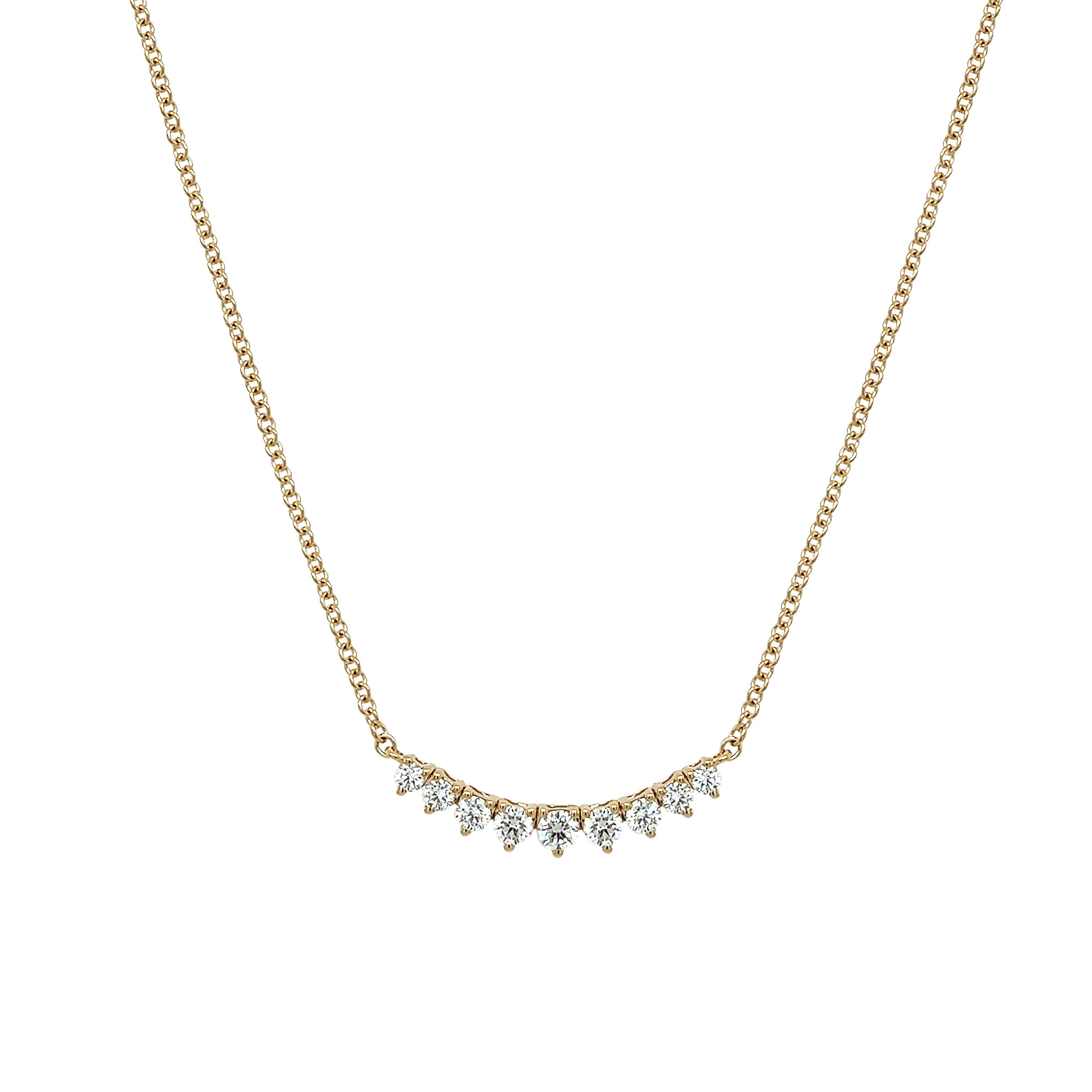 Diamond Curve Bar Necklace

14K Yellow Gold
0.45 Diamond Carat Weight
Curve: 0.13" Long X 0.88" Wide
16-18" Adjustable Length